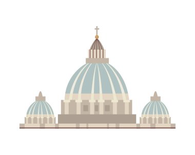 Vatikan Şehir Mimarı Kubbe St Peters Bazilika Dini Sanat Tasarımı Çizim Vektörü Tasarımı