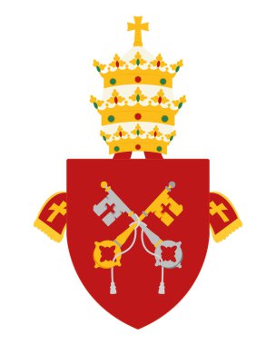 Cennetin Arma Anahtarları Papalık Paltosu Kırmızı Kalkan Katolik Heraldik Simgesi Dini Miras