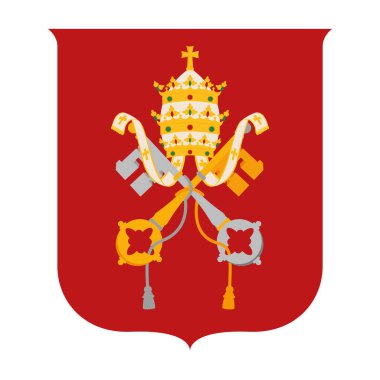 Cennetin Arma Anahtarları Papalık Paltosu Heraldic Shield Kırmızı Vatikan Dini Tasarım Geleneği