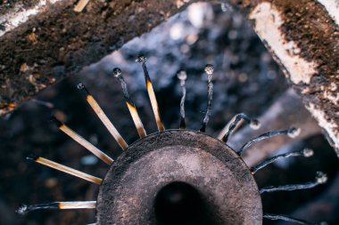 Isıtma ve pişirme için sınırlı kaynak. Gaz sobasının ocağında ateş yerine ahşap kibrit var. Düşük yaşam standardı, kötü koşullarda hayatta kalma. Doğal gaz tasarrufu. Mavi yakıtı kapat.