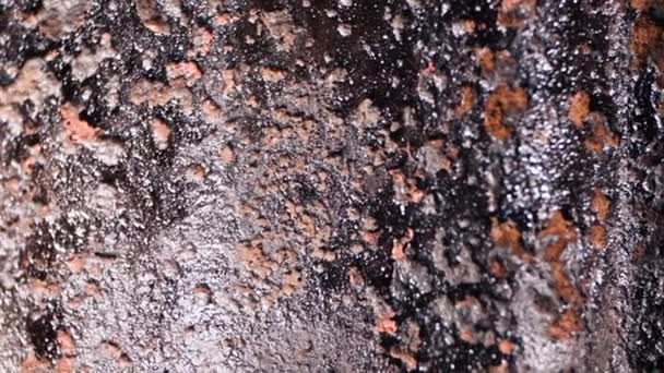 木柴加热锅炉的壁面 带有烟灰和焦油特写 炉壁上不完全燃烧的产物 优质Fullhd影片 — 图库视频影像