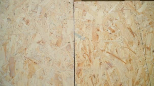 Draft Floor Osb Panels Top View Oriented Strand Board Bolted — Stok video