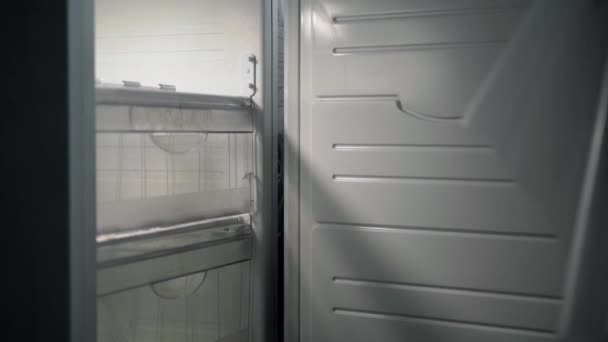 Empty Refrigerator Close Smooth Camera Movement High Quality Fullhd Footage — Vídeo de stock