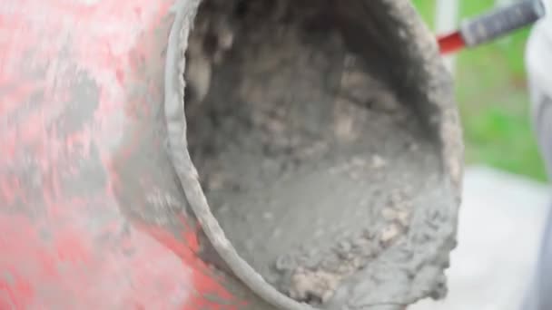 Crown Mixer Mixing Concrete Mix Close Slow Motion High Quality — Vídeo de Stock