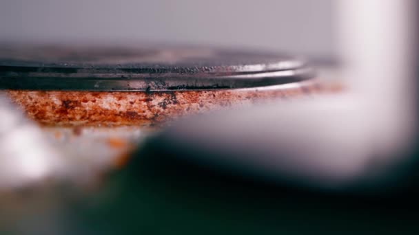 Fat Orange Stains Kitchen Electric Stove Burnt Dirt White Surface — Vídeos de Stock