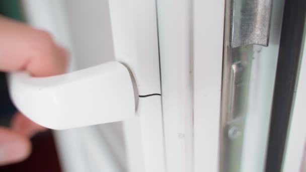 Cracked Plastic Door Lock Case Close Poor Quality Production Materials — Stockvideo
