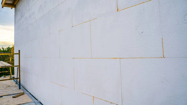 Dinding Rumah Terisolasi Dengan Styrofoam Close Menyiapkan Rumah Pribadi Untuk Stok Foto Bebas Royalti