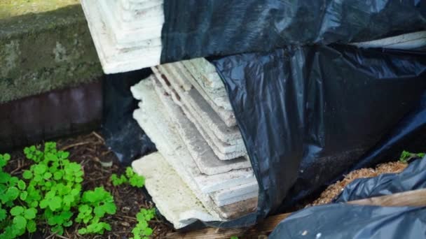 Styrofoam Saco Lixo Rua Close Resíduos Não Degradáveis Natureza Imagens — Vídeo de Stock