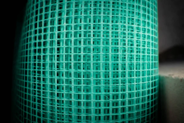 Maglia Rinforzo Plastica Facciata Primo Piano Colore Verde Maglia Gesso — Foto Stock