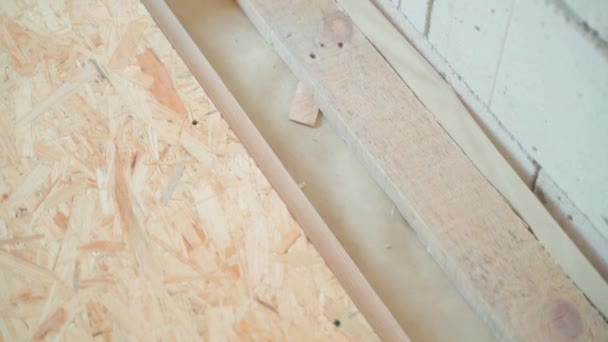 Placa Cordão Orientada Chão Durante Construção Uma Casa Imagens Fullhd — Vídeo de Stock