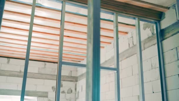 室内干墙金属型材设计 室内滑移平稳 优质Fullhd影片 — 图库视频影像