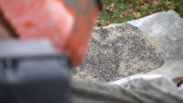 Una Miscela Sabbia Ghiaia Preparata Preparazione Una Miscela Cemento Prepararsi — Video Stock