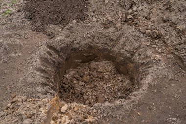 Ağaç fidanları için hazırlanmış bir çukur..