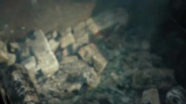 Izgarada ızgarada tavuk kanadı pişirmek, yakın çekim. Yüksek kaliteli FullHD görüntüler