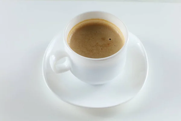 Cappuccino Dans Isolat Tasse Blanche — Photo