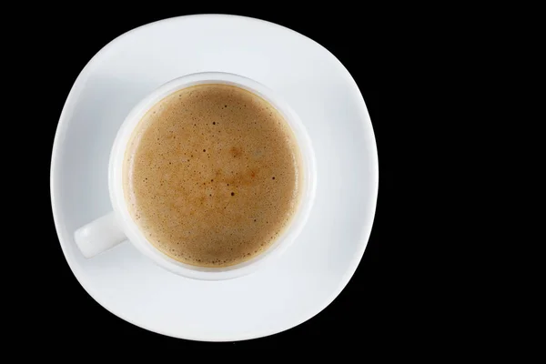 Cappuccino Witte Beker Isoleren Bovenaanzicht — Stockfoto