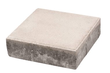 Beyaz izolasyonda taş döşeme. Dikdörtgen beton kaldırım levhaları. Beyaz arkaplanda izole.