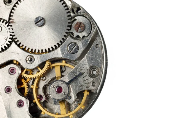 Clock Mechanism Close Close Old Gears Isolate Stock Photo