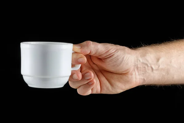 Cup Hand Isolate Black — Stock Photo, Image