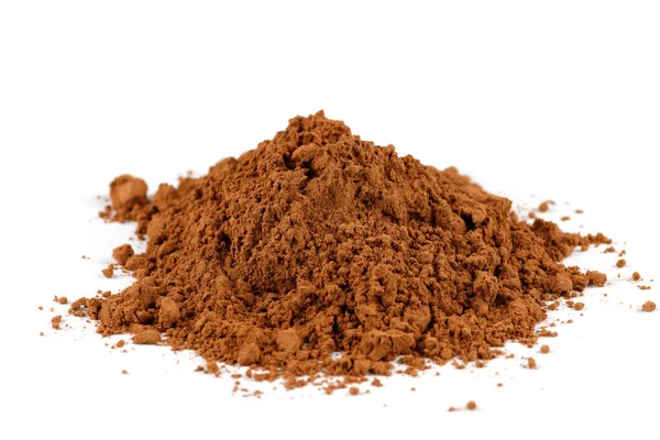 Cocoa Powder Heap White Isolate — Stock Photo, Image