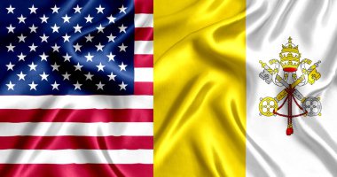 USA and Vatican flag silk