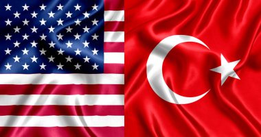 USA and Turkey flag silk