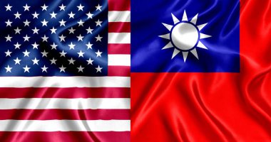 USA and taivan flag silk