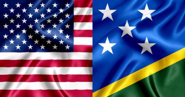 USA and Solomon_Islands flag silk