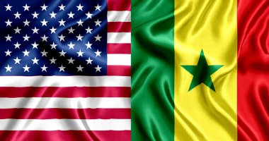 USA and Senegal flag silk