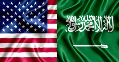 USA and Saudi_Arabia flag silk
