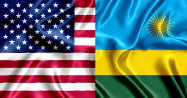 USA and Rwanda flag silk