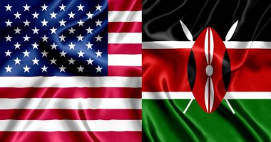 USA and Kenya flag silk