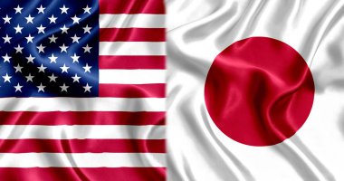 USA and Japan flag silk
