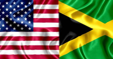 USA and Jamaica flag silk