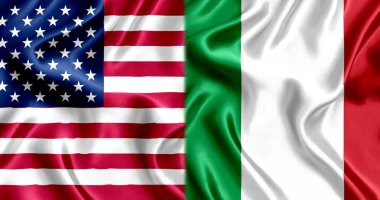 USA and Italy flag silk