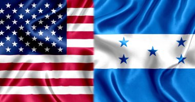 USA and Honduras flag silk