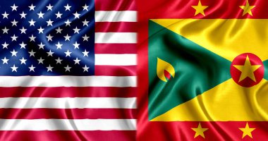 USA and Grenada flag silk