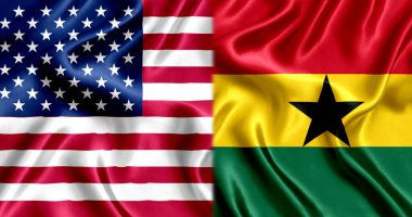 USA and Ghana flag silk