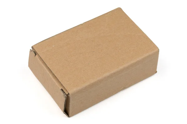 Картонная Коробка Коричневая Надписей — стоковое фото