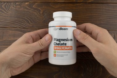 LVIV, UKRAINE - 3 Ekim 2023: Magnezyum Chelate GymBeam