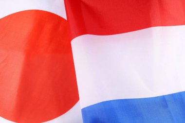 Mavi arka planda Hollanda ve Japonya bayrakları