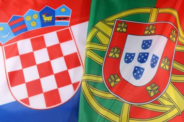 Dalgalı bayraklı Hırvat bayrağının 3 boyutlu resmi