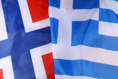 Yunan bayrağı sallıyor, Yunan bayrağı. Kapat.