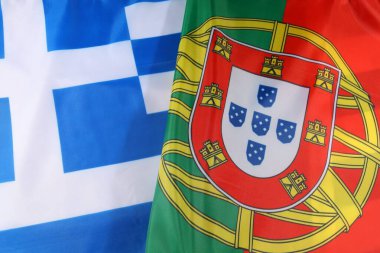 Portekiz ve Portekiz bayrakları. 3d oluşturma