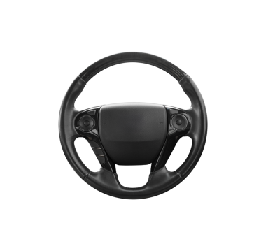 Araba Direksiyonu izole edilmiş, modern siyah direksiyon düğmeleri araba için..