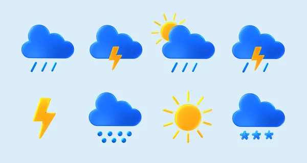 Set Von Wetter Symbolen Für Vorhersageanwendung Und Web Illustration — Stockfoto