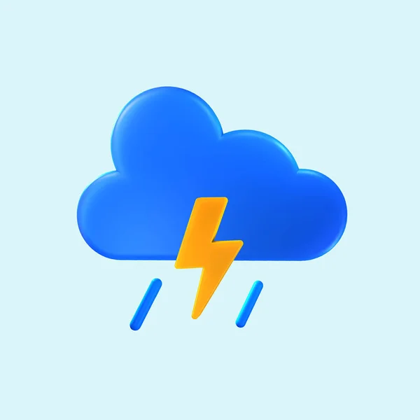 Icona Giornata Nuvolosa Con Pioggia Tuono Conoscere Tempo Applicazione Sul — Foto Stock