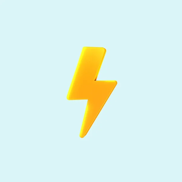アプリケーションやWeb 天気やエネルギーの概念上の3D Lightningボルトアイコン 3Dイラスト — ストック写真