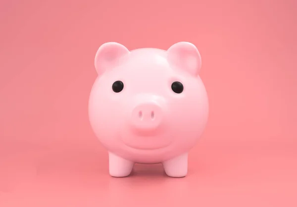 Γουρούνι Τράπεζα Χαμογελά Ροζ Φόντο Ιδέα Αποταμίευσης Χρημάτων Απόδοση — Φωτογραφία Αρχείου