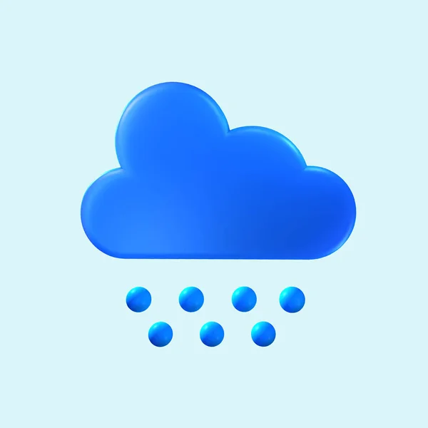 アプリケーションやWeb上の天気を知るために雹と曇りの日の3Dアイコン 3Dイラスト — ストック写真